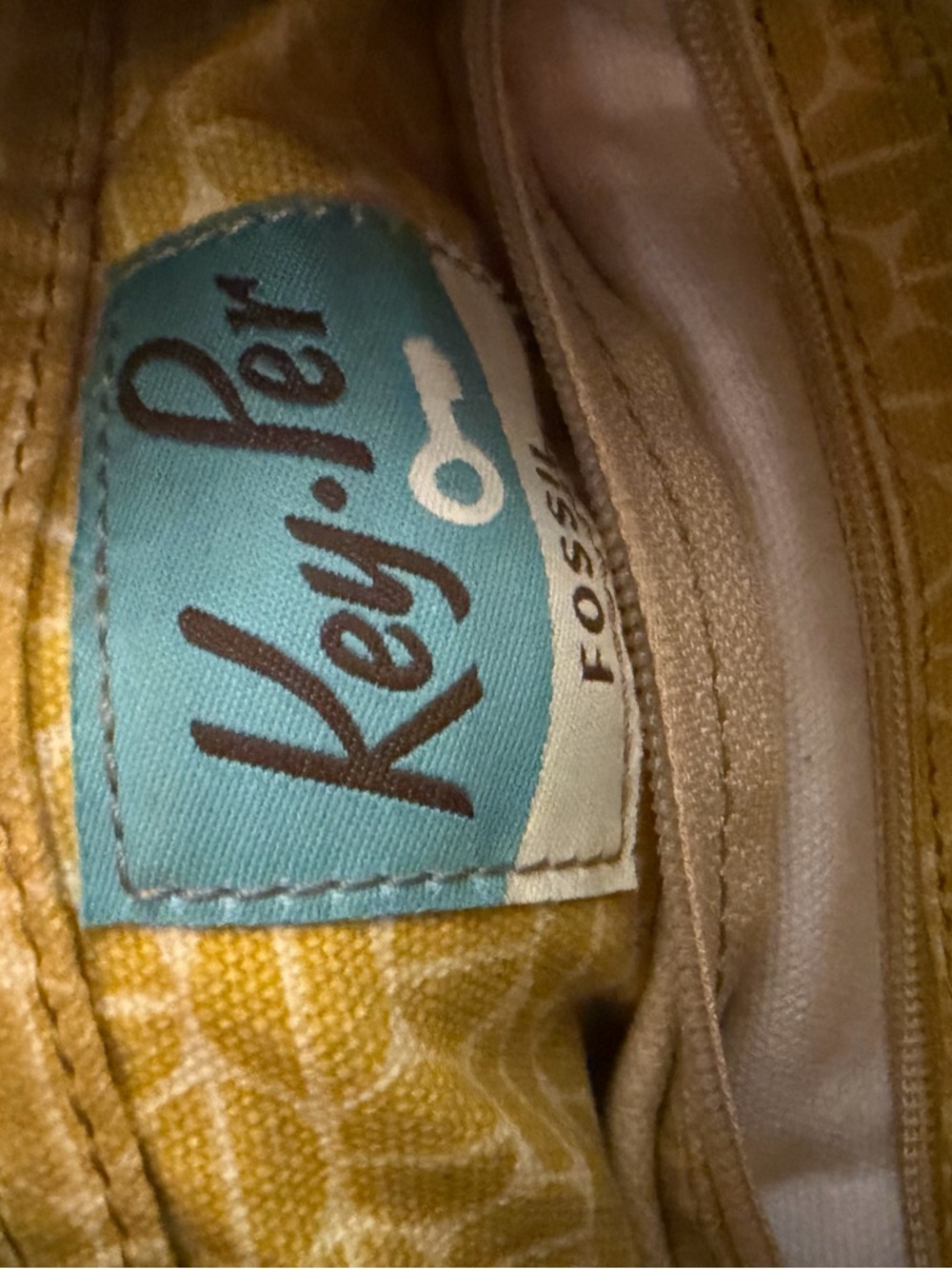 Fossil Key-Per Yellow Crossbody Bag Canvas Leather Trim Boho Shoulder Purse - Picture 9 of 10